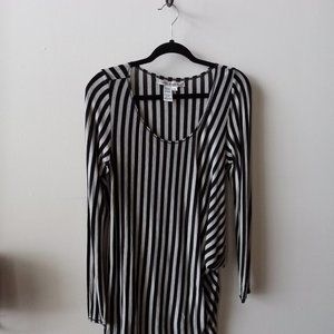Max Studio Top Tan and Black Stripped Size Large